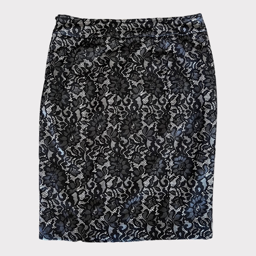 NEW Worthington Petite Stretch Black Floral Lace Knee Length Pencil Skirt 6P - Picture 5 of 6